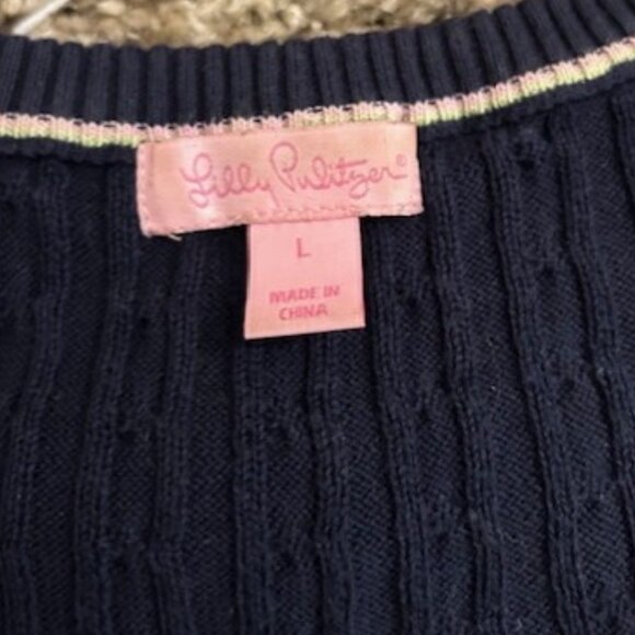 Lilly Pulitzer Cotton Cable V Neck Long Sleeve Sweater - Picture 5 of 7